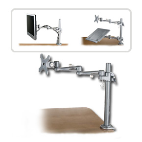 Modularer LCD-Monitorarm lang, silbergrau (ohne Tischhalterung, bitte separat bestellen)