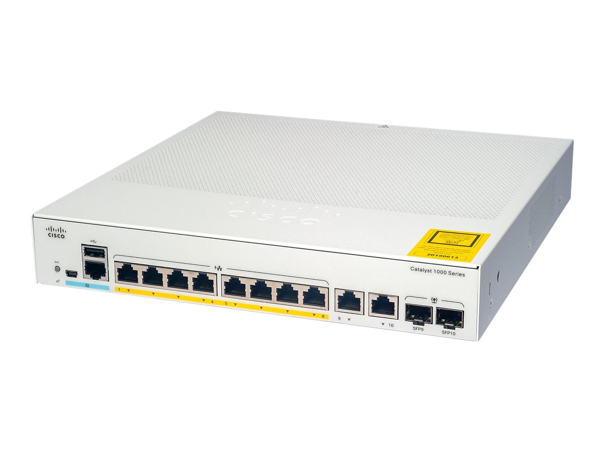 C1000-8P-2G-L: 8x 1G (PoE+), 2x SFP, 67W